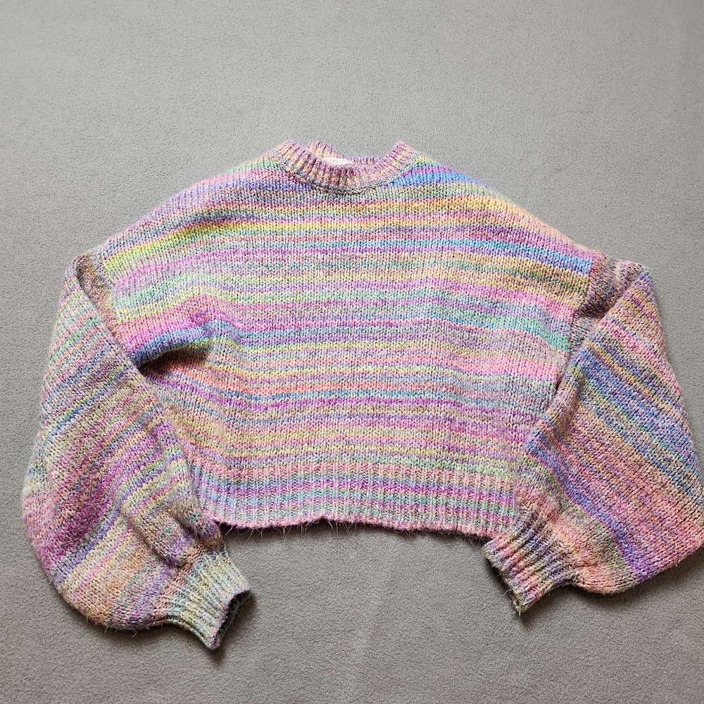 URBAN OUTFITTERS Agatha balloon sleeve rainbow sweater - Picture 7 of 15